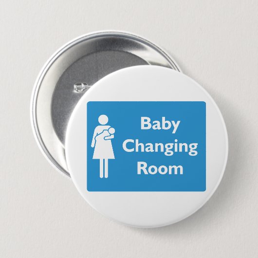 Babywechsel-Zimmer-Zeichen mit Eltern und Säugling Button (Vorne & Hinten)