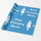 Babywechsel-Zimmer-Zeichen mit Eltern und Säugling Geschenkpapier (Ungerollt)