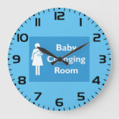 Babywechsel-Zimmer-Zeichen mit Eltern und Säugling Große Wanduhr (Vorderseite)
