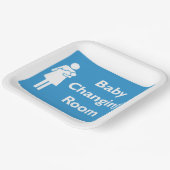 Babywechsel-Zimmer-Zeichen mit Eltern und Säugling Pappteller (Gewinkelt)