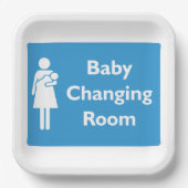 Babywechsel-Zimmer-Zeichen mit Eltern und Säugling Pappteller (Vorderseite)
