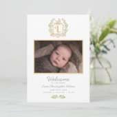 Babywiege Monogramm L | Neutrale Geburt Ankündigung (Stehend Vorderseite)