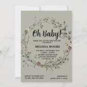 Babywinterbeere rustikales Boho Einladung (Vorderseite)
