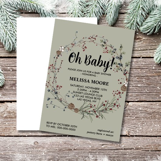 Babywinterbeere rustikales Boho Einladung
