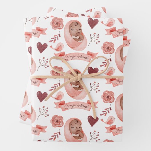 Babywrapping Paper Flat Sheet Set 3 Geschenkpapier Set (Beispiel)