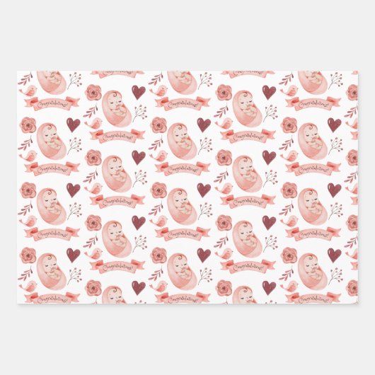 Babywrapping Paper Flat Sheet Set 3 Geschenkpapier Set (Vorderseite 2)