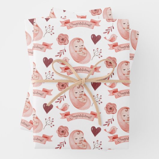 Babywrapping Paper Flat Sheet Set 3 Geschenkpapier Set (Beispiel)