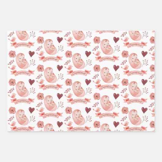 Babywrapping Paper Flat Sheet Set 3 Geschenkpapier Set (Vorderseite)