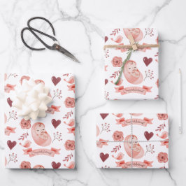 Babywrapping Paper Flat Sheet Set 3 Geschenkpapier Set