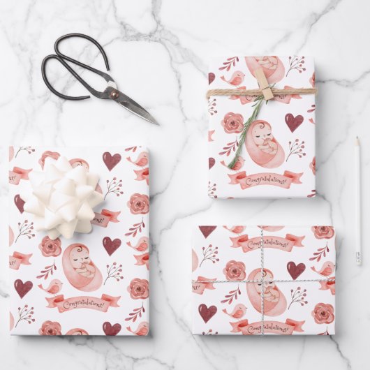 Babywrapping Paper Flat Sheet Set 3 Geschenkpapier Set (Vorderseite)