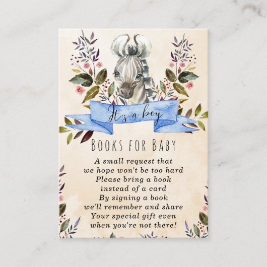 Babyzebra-Blue-Bücher für Babyanfrage Begleitkarte (Vorderseite)