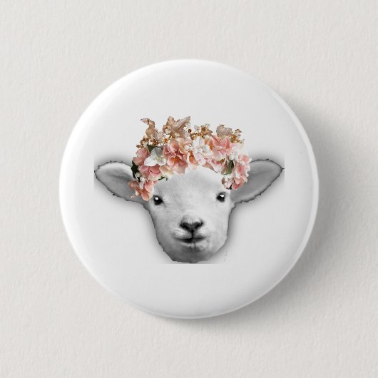 Babyziege mit Blumenkrone Button (Vorderseite)