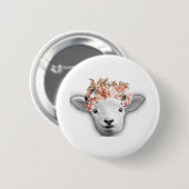 Babyziege mit Blumenkrone Button (Vorne & Hinten)