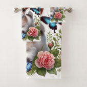 Babyziege mit bunten Schmetterlingen und Blume Badhandtuch Set (Insitu)