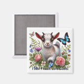 Babyziege mit bunten Schmetterlingen und Blume Magnet (Vorderseite/Rückseite)