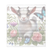 Babyziege mit bunten Schmetterlingen und Blume Notizblock (Vorderseite)