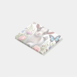 Babyziege mit bunten Schmetterlingen und Blume Post-it Klebezettel
