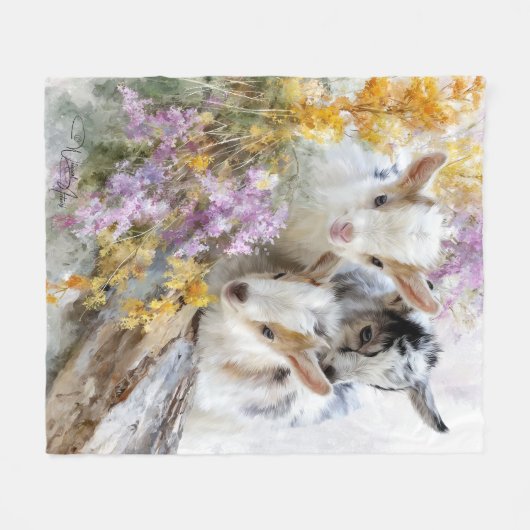 Babyziegen im Herbst 14 Fleecedecke (Vorderseite (Horizontal))