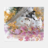 Babyziegen in Herbstblättern 3 Fleecedecke (Vorderseite (Horizontal))