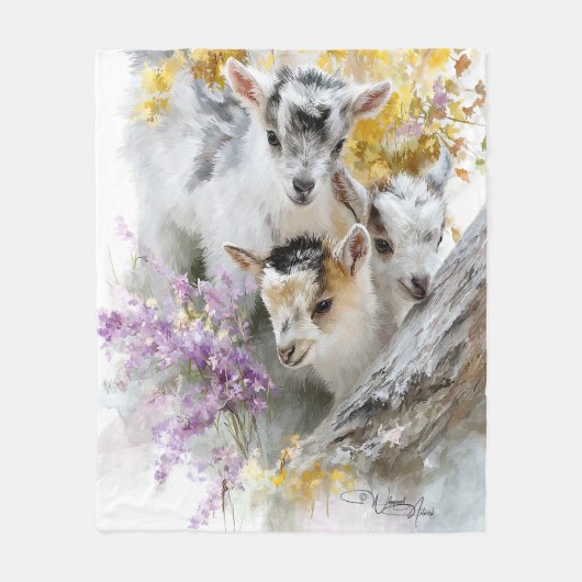 Babyziegen in Herbstblättern 4 Fleecedecke (Vorderseite)