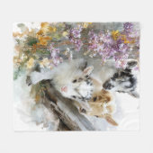 Babyziegen in Herbstblättern 5 Fleecedecke (Vorderseite (Horizontal))