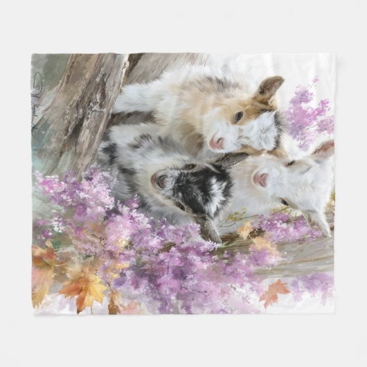 Babyziegen in Herbstblättern 6 Fleecedecke (Vorderseite (Horizontal))