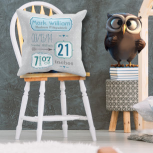 Babyzimmer für Jungen Baby-Statistiken Pfeilmuster Kissen