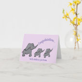 Babyzwillinge Elefanten Glückwunsch lila Karte (Gelbe Blume)