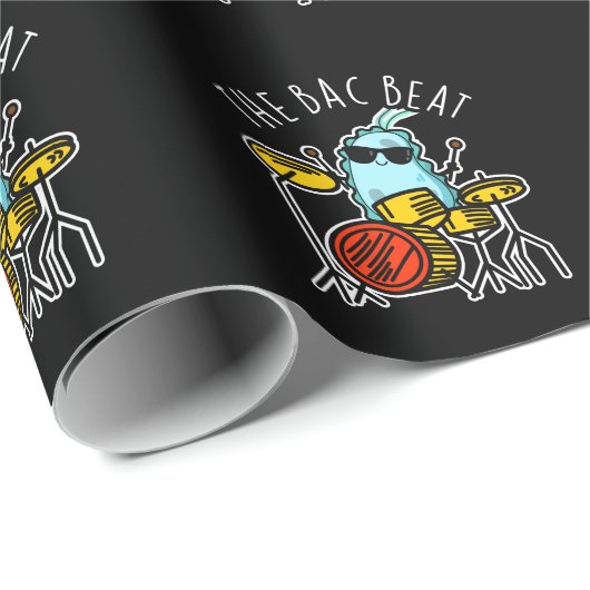 Bac Beat Funny Drummer Bacteria Pun Dark BG Geschenkpapier (Rolleneckpunkt)