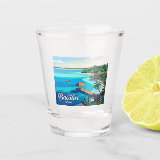Bacalar-Lagune Mexiko Schnapsglas (Vorderseite)