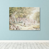 Bacchanalia (Pen, Tinte und Tupfer) Leinwanddruck (Insitu (Holzboden))
