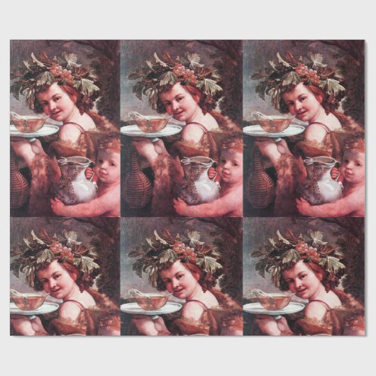 BACCHUS, GRAPEN UND ROSE GESCHENKPAPIER (Flach)