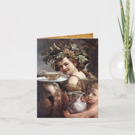 BACCHUS, GRAPEN UND WEISSE WEINPARKMENT Geburtstag Karte (Vorderseite)