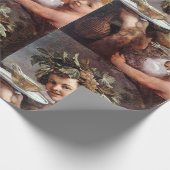 BACCHUS, GRAPEN UND WEISSER WEIN GESCHENKPAPIER (Ecke)