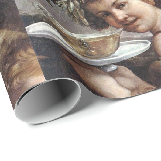 BACCHUS, GRAPEN UND WEISSER WEIN GESCHENKPAPIER (Rolleneckpunkt)