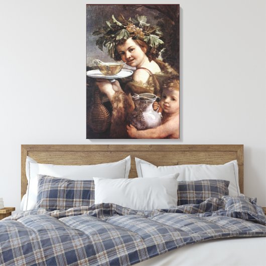 BACCHUS, GRAPEN UND WEISSER WEIN LEINWANDDRUCK (Insitu (Schlafzimmer))