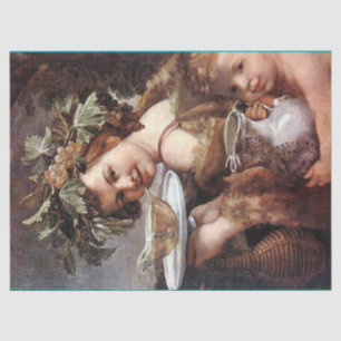BACCHUS, GRAPEN UND WEISSER WEIN SEIDENPAPIER