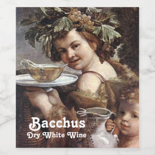 BACCHUS MIT GRABEN UND WEISS WEINETIKETT (Einzelnes Label)