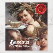 BACCHUS MIT RÖHREN UND WEISSEN WEINEN ROTEN WASSER WEINETIKETT (Einzelnes Label)