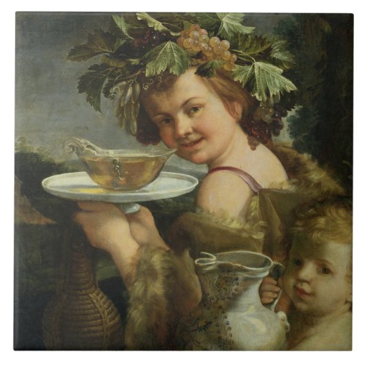 Bacchus (Öl auf Leinwand) Fliese (Vorderseite)