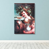 BACCHUS, TRAUBEN UND WEISSWEIN LEINWANDDRUCK (Insitu (Holzboden))
