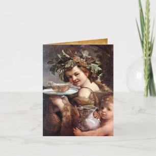 BACCHUS ,TRAUBEN UND WEISSWEINPERGAMENT Geburtstag Karte