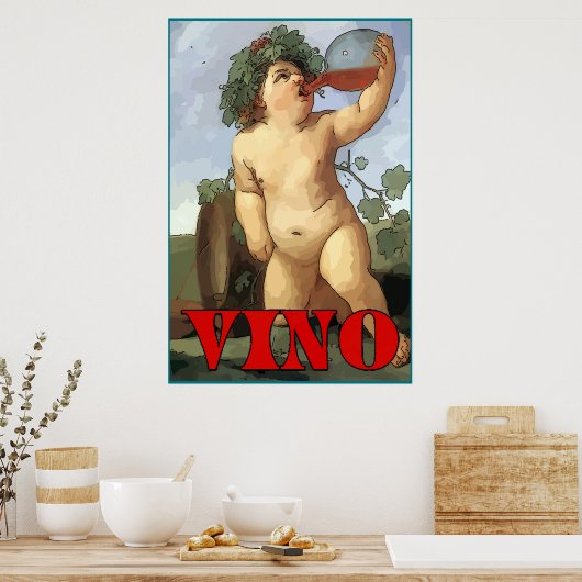 Bacchus trinkwein, VINO Poster (Küche)