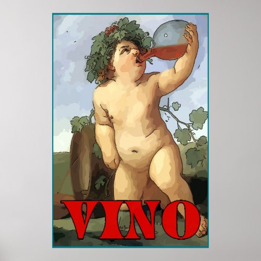 Bacchus trinkwein, VINO Poster (Vorne)