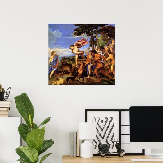 Bacchus und Ariadne von Tizian Poster (Heimbüro)