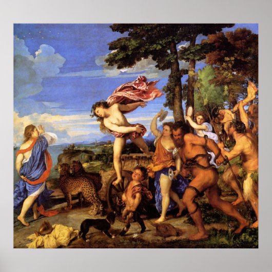 Bacchus und Ariadne von Tizian Poster (Vorne)