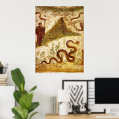 Bacchus und Serpent Agathodaimon in Pompeji Poster (Heimbüro)