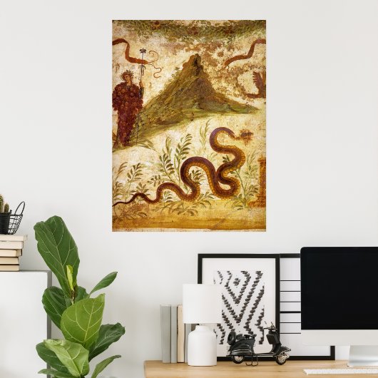 Bacchus und Serpent Agathodaimon in Pompeji Poster (Heimbüro)