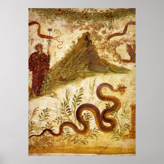 Bacchus und Serpent Agathodaimon in Pompeji Poster (Vorne)
