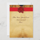 BACCHUS, WEINVERSUCHEN PARTY ROT WAX SIEGEL PARCHM EINLADUNG (Rückseite)